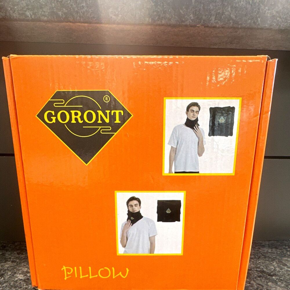 GORONT Neck Travel Pillow, Memory Foam Padding, Black Neck Pillow for Travel